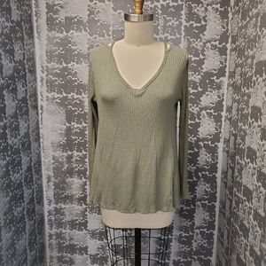 ⭐Green Waffle Knit Long Sleeve Top